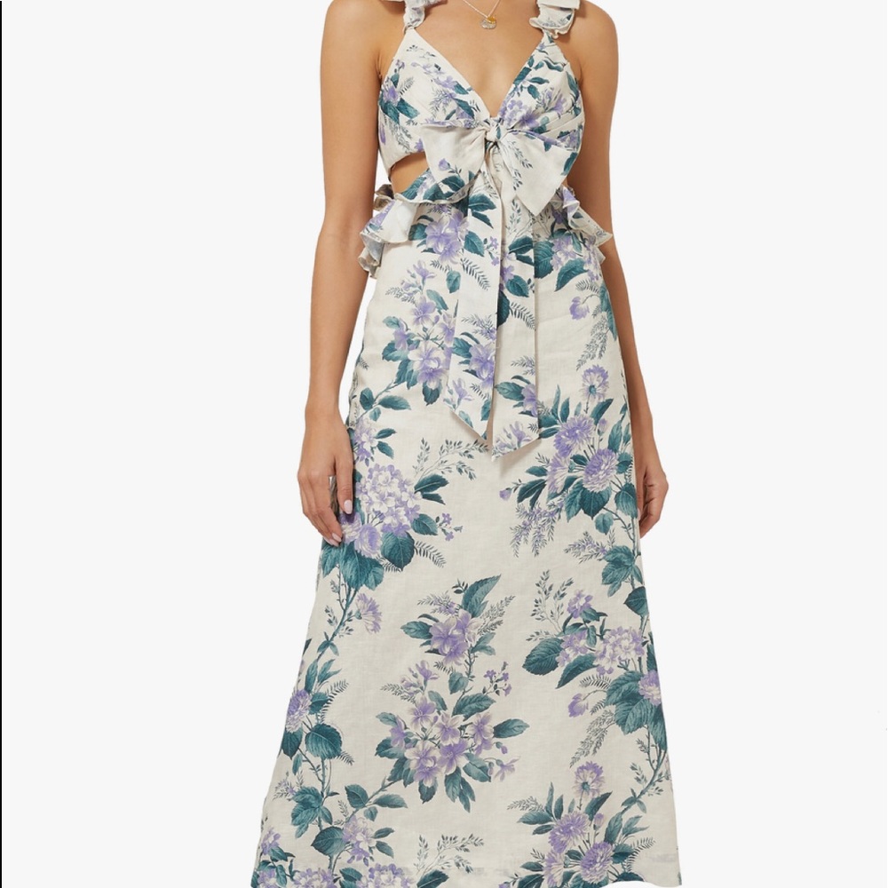 🌸 Authentic Zimmermann Cassia Ruffle Midi Dress.
